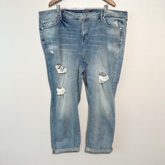 Torrid Boyfriend Straight Blue Jeans No Way Jose Distressing Plus Size 28 - New - Picture 2 of 11